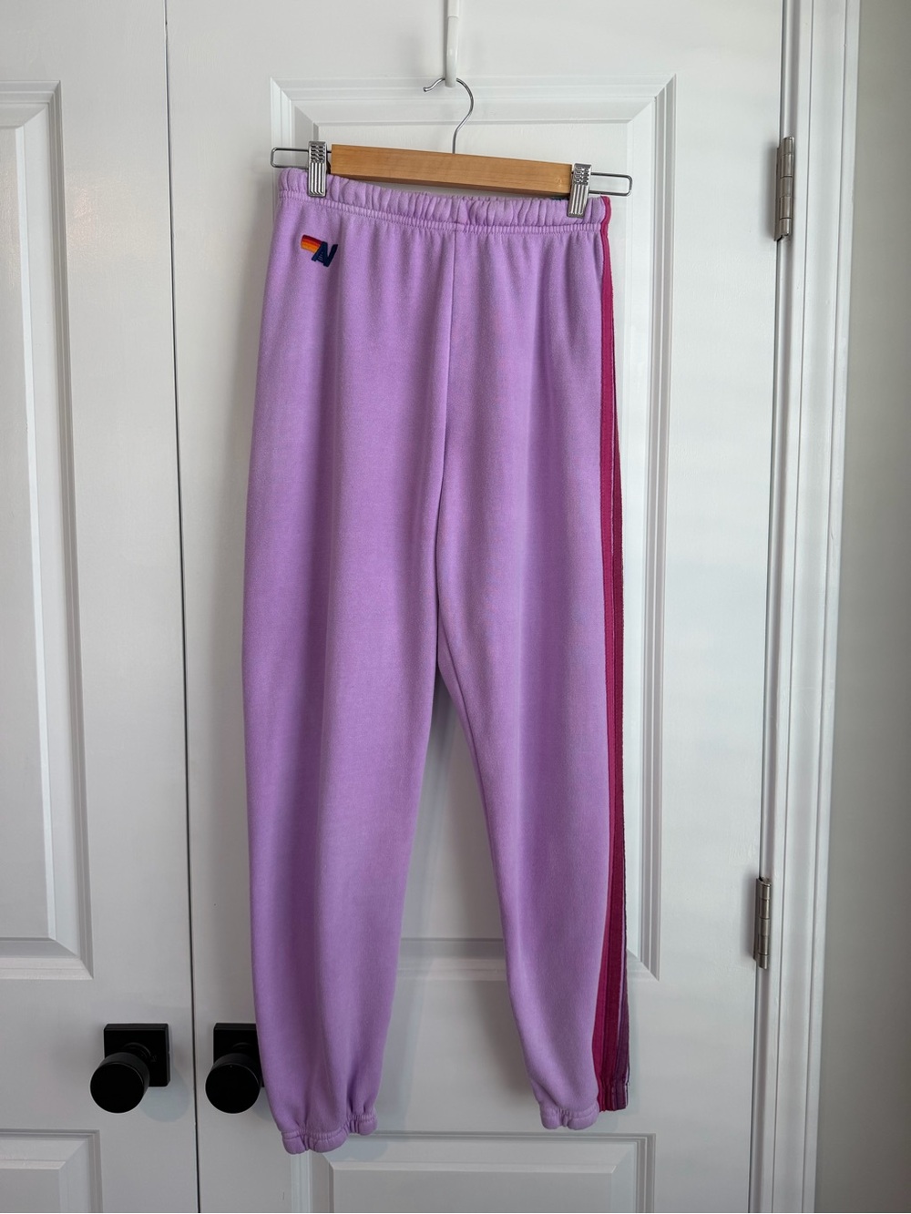 Aviator Nation Women’s 5 Stripe Lilac Sweatpants Size XS